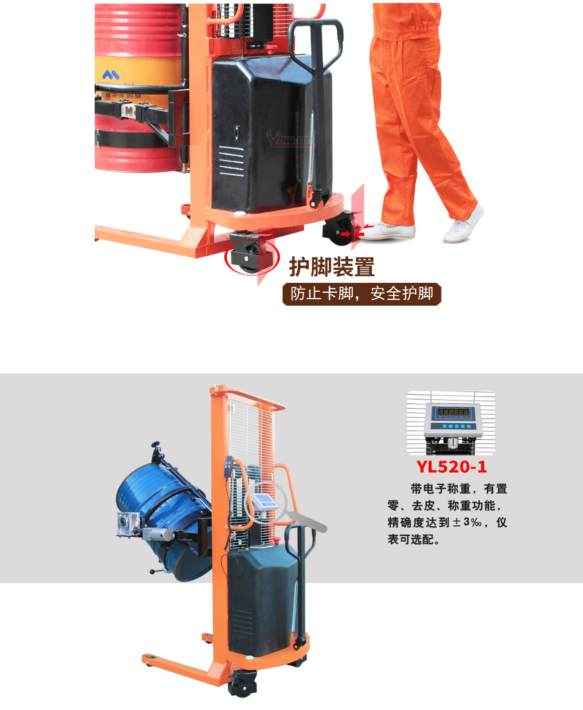 半電動油桶翻轉車